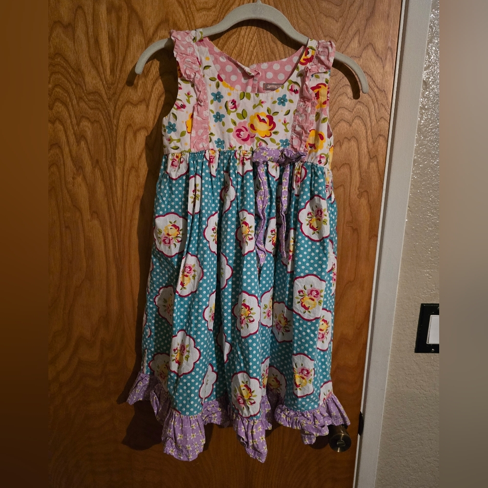 Jelly The Pug Floral and Polka Dot Dress with Yellow Buttons